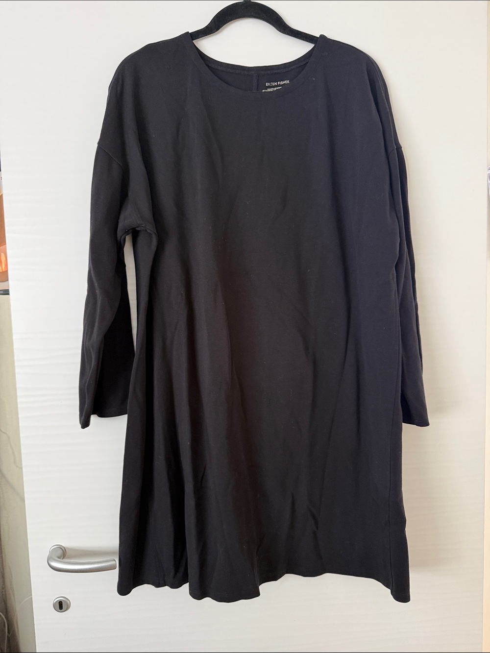 Eileen Fisher black crewneck long sleeve dress